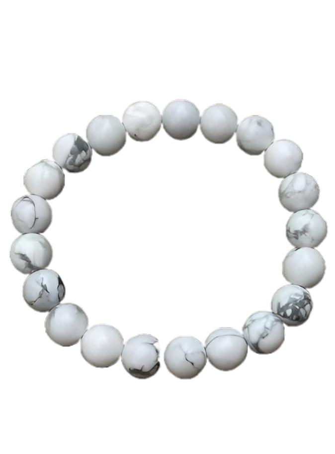 GLIMMERY Natural Gemstone Beads Stretch Bracelet, Midnight Stone, White, for Women, Men and Kids (B0D6C44NHT) Amazon Price History, Amazon Price Tracker