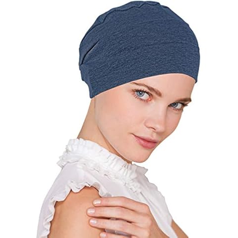 Chemo Cap Womens Cotton Beanie Sleep Turban Hat Headwear for Cancer Dark Denim Blue Cover