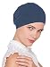 Chemo Cap Womens Cotton Beanie Sleep Turban Hat Headwear for Cancer Dark Denim Blue