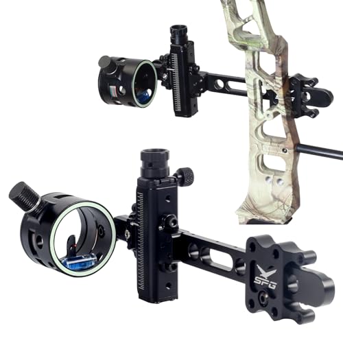 FENJANER Archery Compound Bow Sights - 1 pin or 5 pins Bow Sight with 8X Scope Lens Right Hand No Tools for Quick Adjustment for Outdoor Hunting (1 Pin Sight) by FENJANER - Used condition - US$39.81