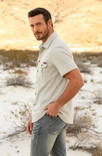 Zyvrenix Men's Short Sleeve Button Down Shirts with Pocket Apricot L - image 2