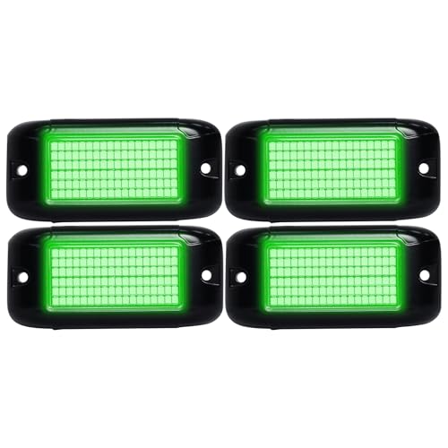Nicoko 108 High-Power LEDs per Pod 4Pods Pure Green Rock Lights Ultra-Bright Offroad Underglow Kit Advanced Heat Dissipation IP68 Waterproof for Truck, SUV, UTV, ATV, RZR