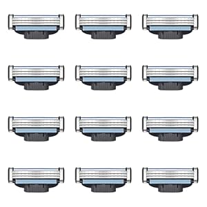 12 Mach 3 Recambios, Cuchillas de Afeitar Mach3 Turbo para Hombre, Recambios con Triple Hoja y Doble Lubricación, Afeitado Suave y Preciso, Indicador de Cambio, Compatibles con Mangos Mach 3