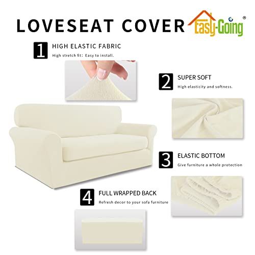 Image of Easy-Going 2 Pieces Stretch Loveseat Couch Sofa Slipcover Washable