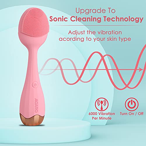 AGARO CM2109 Sonic Facial Cleansing Massager, Smart Facial Cleansing Device with Silicone Brush & Anti-Aging Massager - Waterproof â Sonic Glow Vibration Technology - Lift, Firm, and Tone Skin on Face and Body. - Image 3