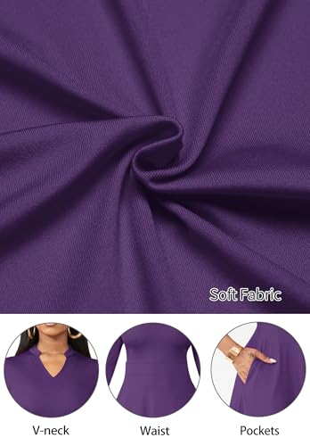 Image of Nmoder Casual Dresses for Women Semi Formal Fit and Flare 3 /4 Sleeve A-line Church Work Dress with Pockets