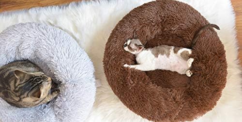 TOPSOSO Cat Bed Dog Bed Round pet nest Extra Soft Comfortable Cute,Cat Cushion Bed Washable,Oval Donut Nesting Cave Bed Suitable for Cats and Small Medium Dogs(19.7in in Diameter)