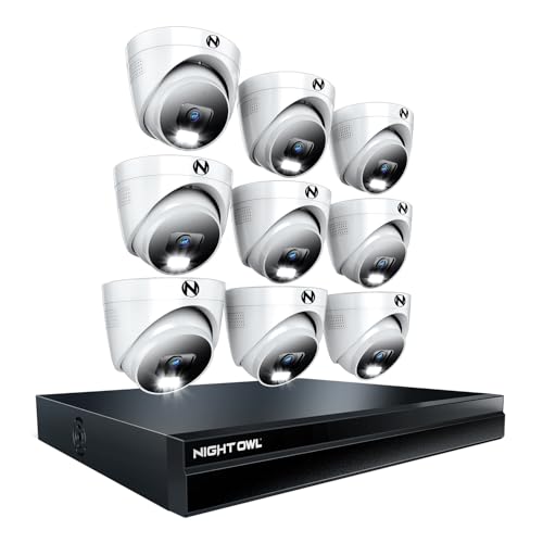 Image of Night Owl® 24 Channel 4K NVR Security System with 4TB Hard Drive, 9 Wired IP Dome Deterrence Cameras & 2-Way Audio