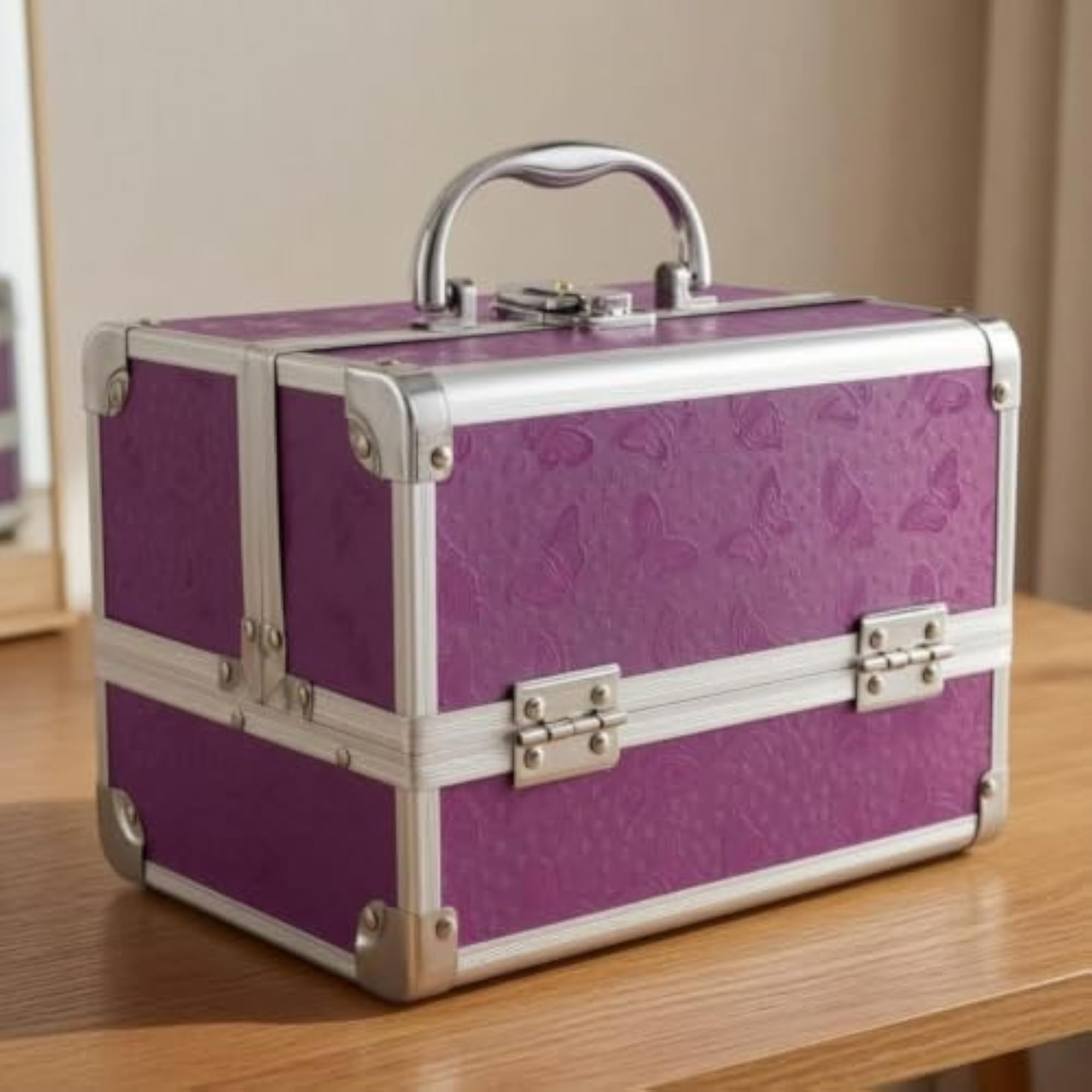 Portable Makeup Case with Mirror, Easy Carry