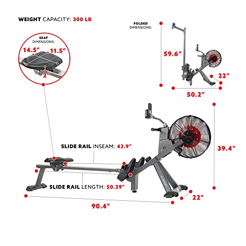 Sunny Health & Fitness Air Plus Magnetic Resistance Rowing Machine – Sf-Rw5940, Gray #TOP4