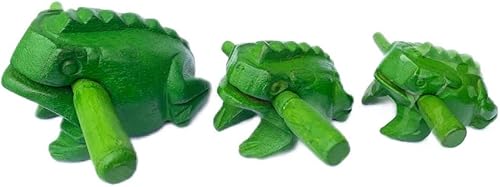Instrumentos de percusión hechos a mano con rana de madera instrumento musical de rana de madera juego de 3 piezas rana de 4 pulgadas rana de 3