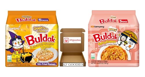 KF GOODIES Korean Ramen Variety Pack Gift Box (10 Count) – Spicy Buldak Noodle Assortment for Birthdays, College Care Packages, Office Snacks, and Gift Baskets