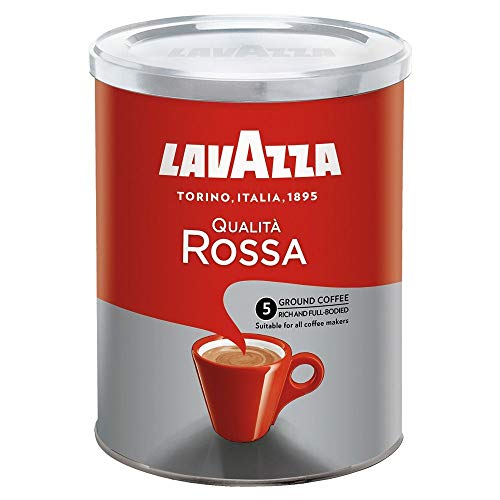 Lavazza Kaffee Qualita Rossa, Espresso Café Tostado, Granos de Café Molido, en Tarro 250g