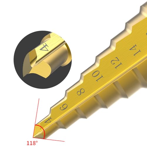 Miniatura 4 de Potencia De Perforación Con Este Juego De Brocas Escalonadas Hss Con Revestimiento De Titanio, Perfecto Para Madera Y Meta