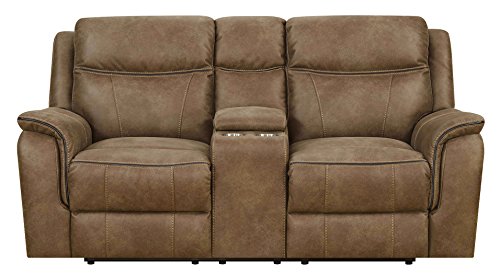 MorriSofa Cameron Lay Flat Reclining Loveseat with Storage Console, 75.25" x 39" x