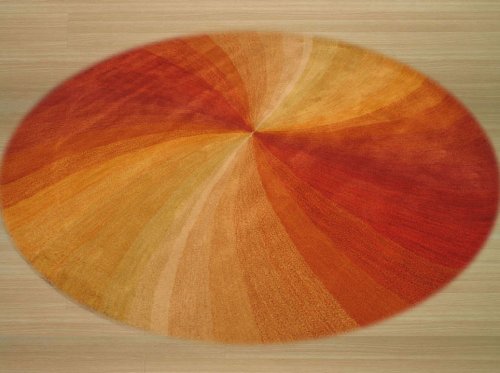 Eorc, Llc Hand-Tufted Wool Orange Contemporary Abstract Swirl Rug, 6' Round, Red #TOP3