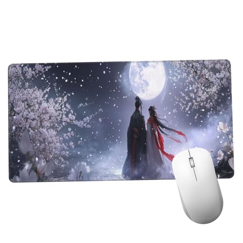 Pareja Alfombrilla Ratón 1400x600x3mm Alfombrilla Raton XXL Grande con Base de Goma Antideslizante, Lavable, Accesorios Gaming Luna, Ordenador Gamer Regalos, Mouse Pad Gaming Mejora La Velocida Y1384