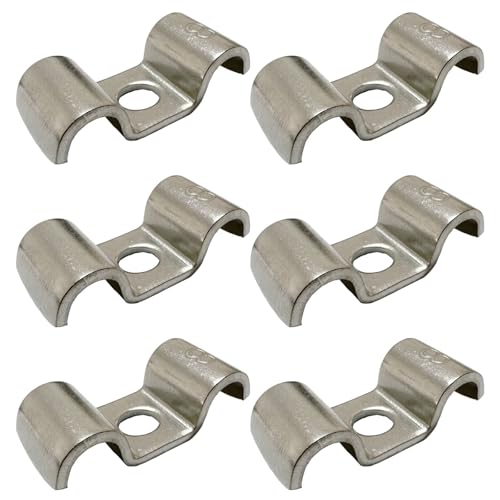 RITUIPIO 6pcs 8mm(1/3 inch) Double Line Clamp Heavy Duty 1 Hole Conduit Strap 304 Stainless Steel M-Type Pipe Strap For Wire Pipe Cord Installation