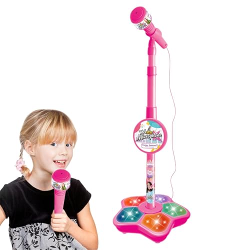 Micrófono para – Juego De Cantar, De Rendimiento Musical Con Soporte, Conjunto De Pastillas De Karaoke Interactivo | Base Estable De Soporte Ajustable En Altura, Efectos De Sonido De Lu