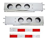 Stainless Steel Mud Flap Hanger Rear Bar with Light Cutouts 2.5' Bolt Spacing,Spring Loaded. with Reflective Plate