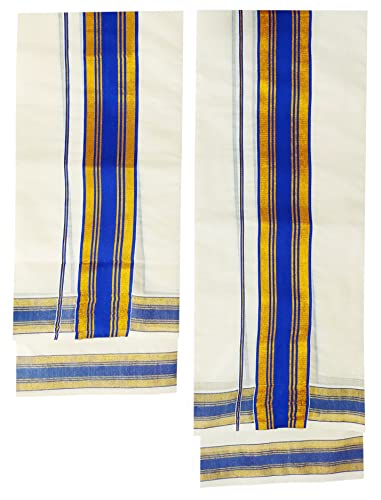 Women's Kerala Traditional Cotton Set Mundu Cream Color with Fancy Border