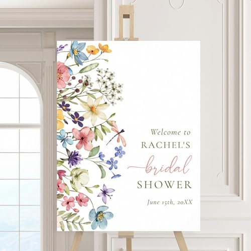 Boho Wildflowers Bridal Shower Welcome Sign, Personalized Engagement Party Welcome
