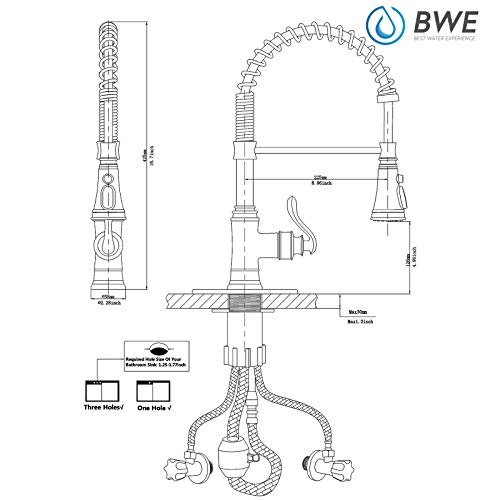Bwe Kitchen Sink Faucet With Deck Plate Matte Black With Pull Down Sprayer 3 Spray Modes Single Handle Singe Lever High Arc Kitchen Faucet Lead-Free Farmhouse Commercial Bar Kitchen Faucets #TOP1
