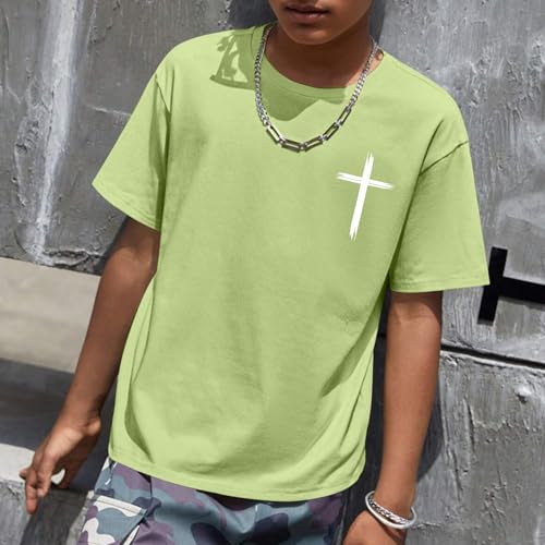 Image of KEEVICI Boys Christian Graphic Tees God Jesus Shirts for Kids Cross Faith Bible Verse Inspirational Religious Cotton T Shirt