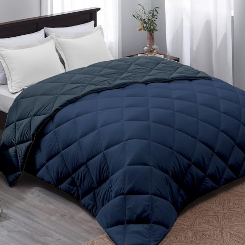 Image of AYKA Reversible Comforter 220 GSM Microfiber Reversible AC Comforter /Blanket for Winter /Quilt /Duvets for King Size Double Bed Comforter(90 * 100, Navyblue & Charcoal)| TC - 220