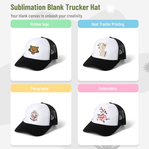 Image of 10 PCS Sublimation Blank Trucker Hats, Plain Baseball Caps with Adjustable Back Strap Unisex Mesh Caps for Men and Women DIY