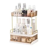 Vtopmart 2-Tier Skincare Storage Rack-Amber, Bathroom Counter Organizer, Large Skin care Organizer with Drawers for Vanity,Makeup Countertop Organizer Perfume Tray for Cosmetics