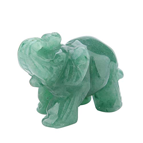 Cikonielf Elefante Tallado en Jade Natural de 2 Pulgadas, estatuas de Elefante de Cristal Feng Shui, Elefante de Jade de la Suerte para la decoración del hogar(Verde)