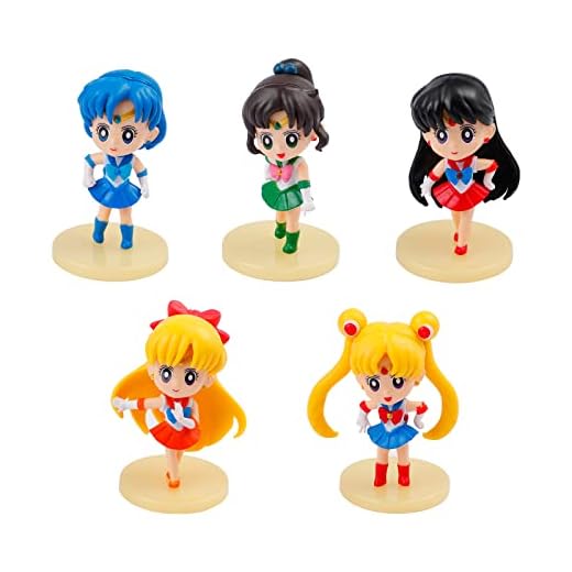 5pcs Sailor Anime Figurines Cute Sailor Anime Characters Figures Toy Set Moon Anime Cupcake Toppers for Fairy Garden Party Decoration Home Decor Cake Toppers (BJ-Sailor)