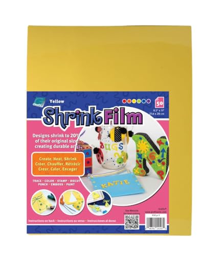 Image of Grafix Shrink Film, Yellow Opaque, 8.5 x 11 in, Pack of 50