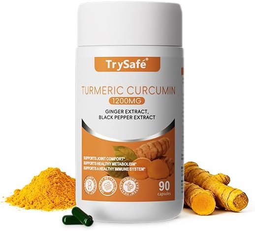 3-in-1 1200mg Turmeric Curcumin Supplement with 90mg Ginger & 6mg Black Pepper Extract - High Absorption Turmeric Curcumin Complex Proprietary Blend, Daily Joint and Immune Health Support*