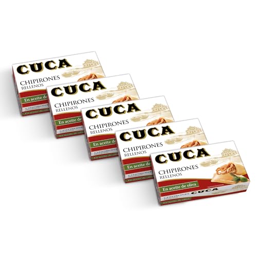 Cuca Chipirones rellenos en aceite de oliva, 1 pack de 5 latas de 115gr