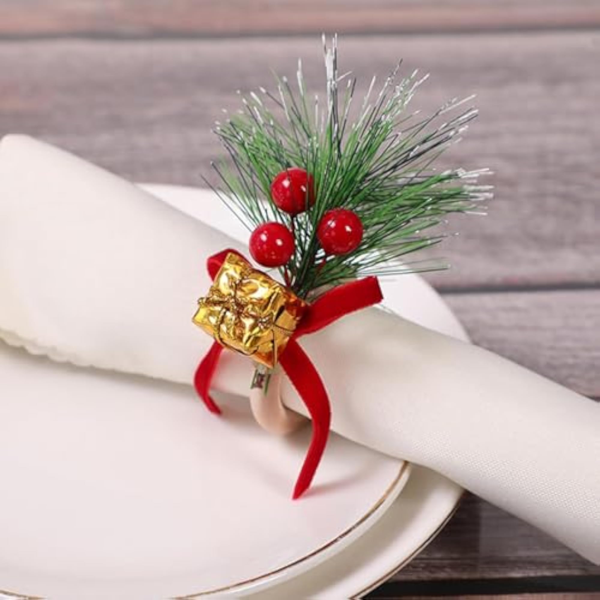 Christmas Napkin Ring Handmade Rustic Decoration for Dining
