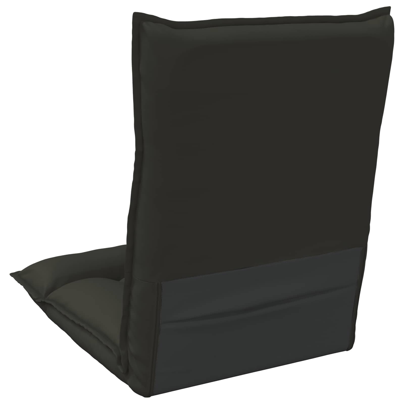 Regulowane krzesło podłogowe, czarne, sztuczna skóra z wielopozycyjnym oparciem, tapicerowane, ergonomiczne, do salonu, sypialni, czytania, medytacji, jogi