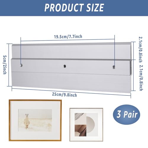 Image of WOPPLXY 3 Pairs 10 Inch French Cleat Hanger, French Cleat Heavy Duty, French Cleat Picture Hanger for Hanging Mirrors, Picture, Whiteboard, Art, Frames, Aluminum Z Bar Hanger Supports 50lbs