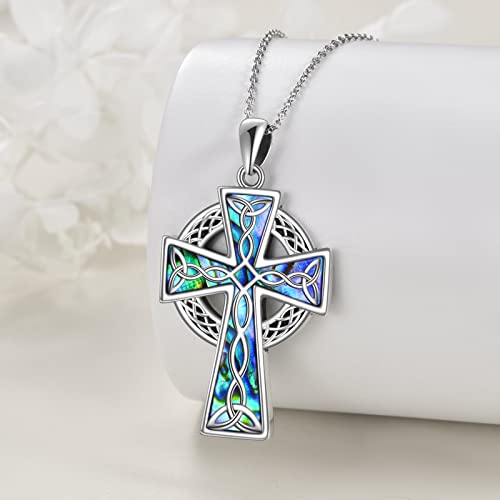 YFN Cross Necklace 925 Sterling Silver Celtic Knot Cross Infinity Heart Love Pendant Necklace 18"3