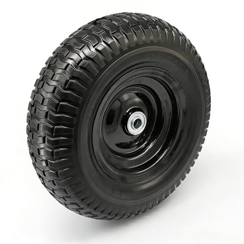 12x5.00-6 Tire and Wheel for Dolly Flat Free, 5-8 & 3-4 Bearing, Universal Fit 12 inch Solid Tire and Wheel with for Lawn Mower Garden Cart Hand Truck