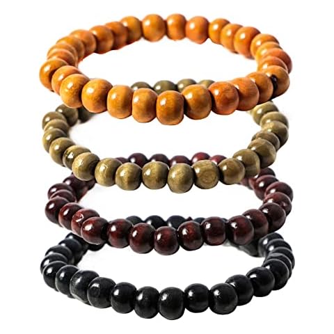 JJDreams Natural Wooden Beads Bracelet for Men Women 8mm 10mm Prayer Bead Stretch Elastic Bracelets Set Essential Oil Diffuser Beaded Bangle(C 8mm) Cover