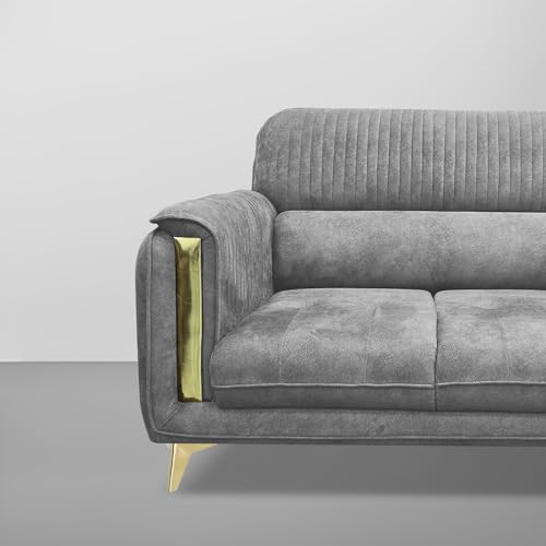 Image of Casaliving Gelio 2 Seater Sofa Set for Living Room (Dark Grey Colour) Premium Fabric Sofa