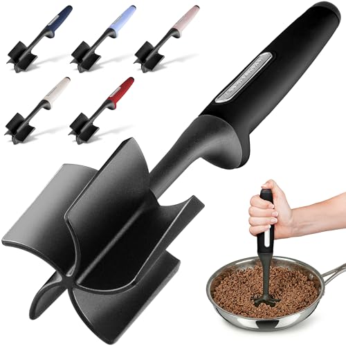 Premium Heat Resistant Meat Chopper, Masher & Smasher for Hamburger Meat, Ground Beef, Turkey & More, Hamburger Chopper Utensil, Ground Beef Chopper Tool & Meat Fork - by Zulay Kitchen