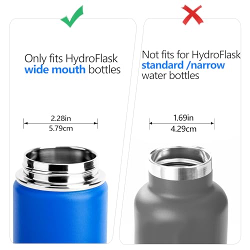 Auto Spout Lid for Hydro Flask Wide Mouth 12-64 oz Bottles, Flip Top Replacement Lid for HydroFlask Wide Mouth Bottles with Button Lock & Soft Handle