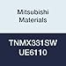 Mitsubishi Materials TNMX331SW UE6110 CVD Coated Carbide TN Type Negative Turning Insert with Hole, Triangular, 0.375" IC, 0.187" Thick, 0.016" Corner Radius, SW Breaker (Pack of 10)