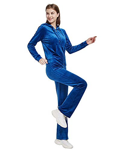 Woolicity Womens Sweatsuits Set Velour Tracksuit 2 Piece Outfits Set Zip Up Hoodies And Pants Sportswear Jogging Set #TOP2