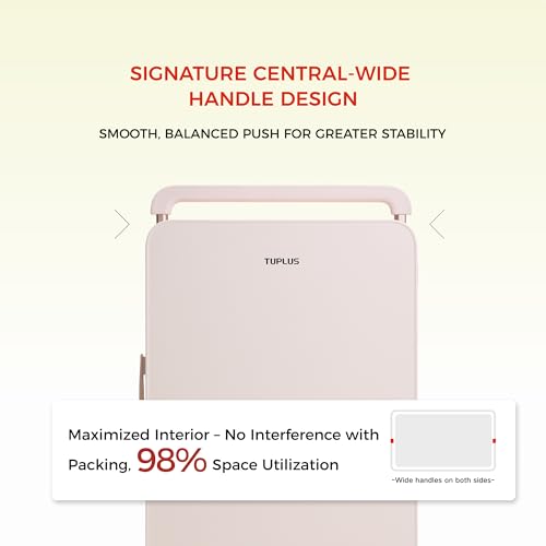 TUPLUS 24” Checked Hardside Luggage Lightweight ABS Travel Suitcase with Wide Handle Spinner Wheels TSA Combination Lock, Balance Series 2.0, Sakura Pink3