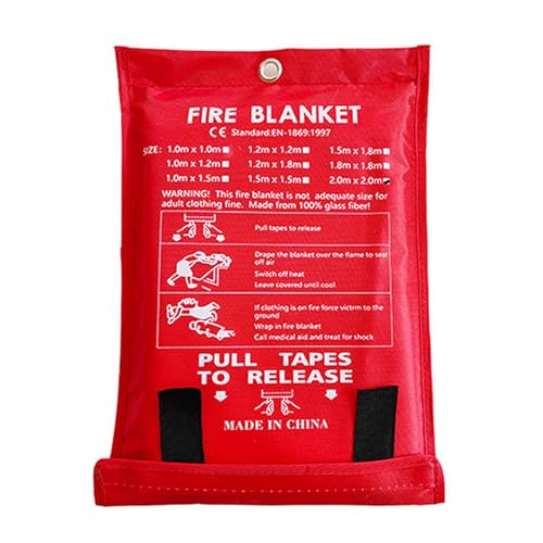 VALINK Manta ignífuga de fibra de vidrio, manta de seguridad resistente al calor, manta de emergencia para el hogar, cocina, oficina, garajes, 2 m x 2 m