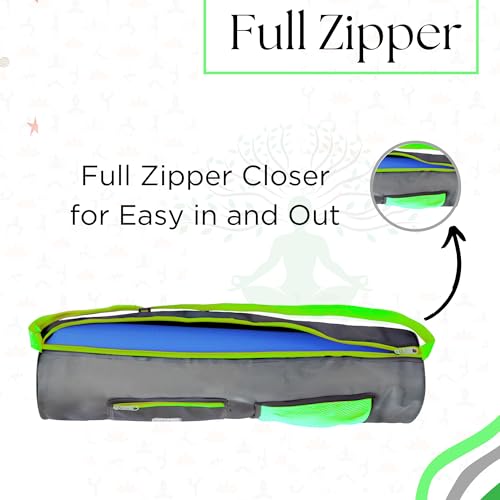 Image of Yoga Mat Cover Bag with Adjustable Shoulder Strap Waterproof Yoga Mats Carry Bags fit for 4mm to 8 mm Yoga Mat for Women and Men Zipper Mats Bag's for Meditation Mat (Grey Neon)